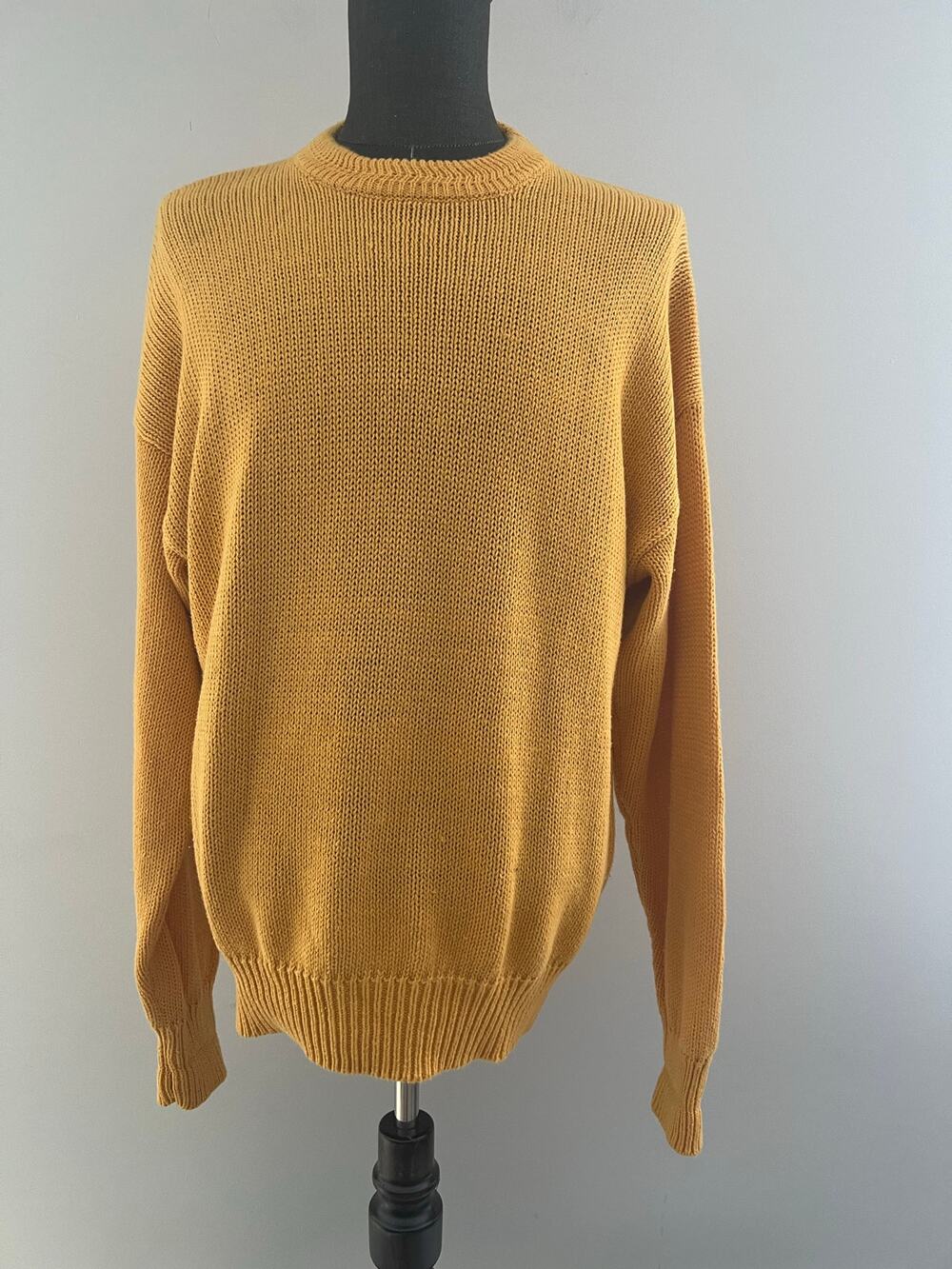 Vintage Boston Traders Cotton Thick Knit Sweater Yellow Crew Neck Size XL SG